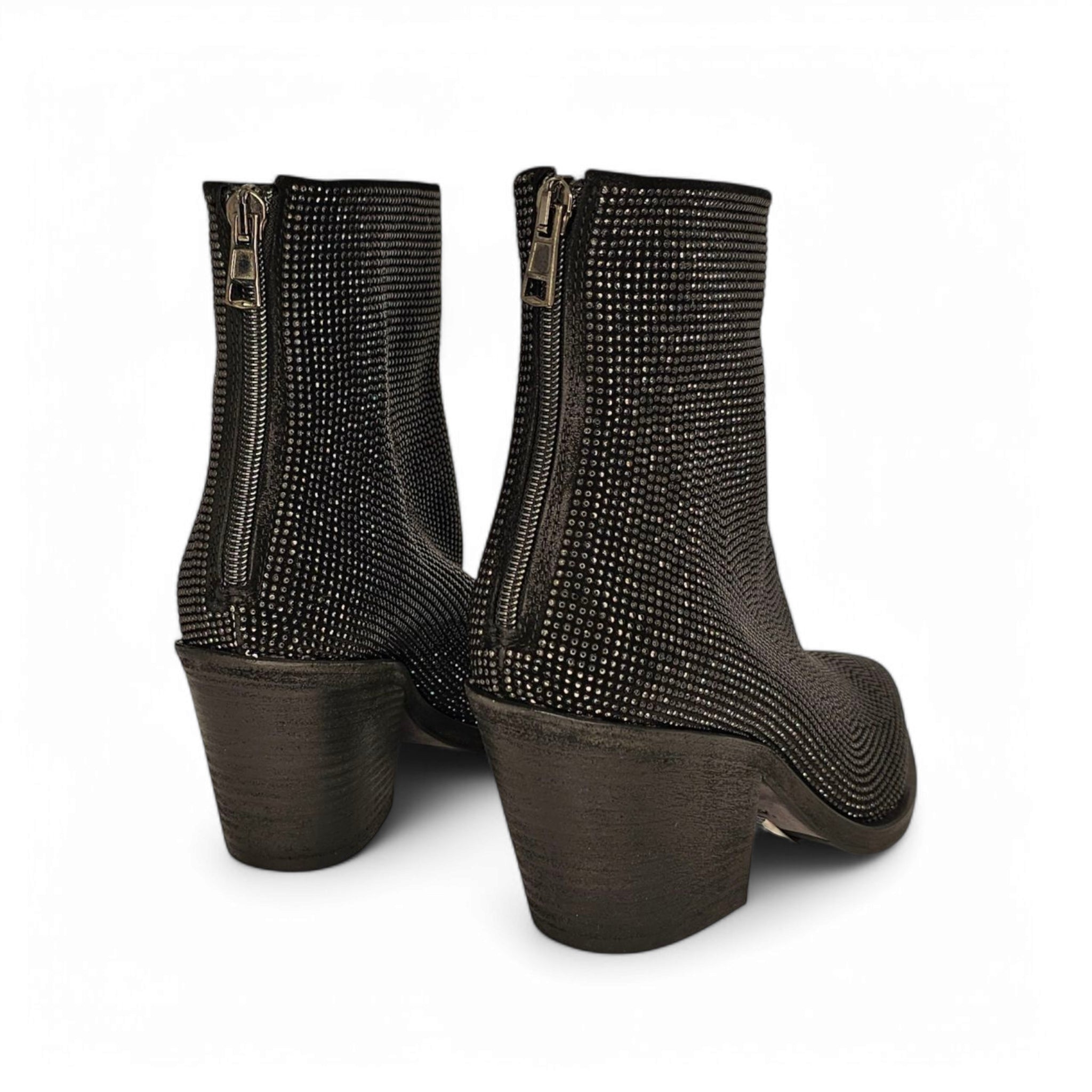 Fru.it Black Leather Ankle Boots with Shiny Studs