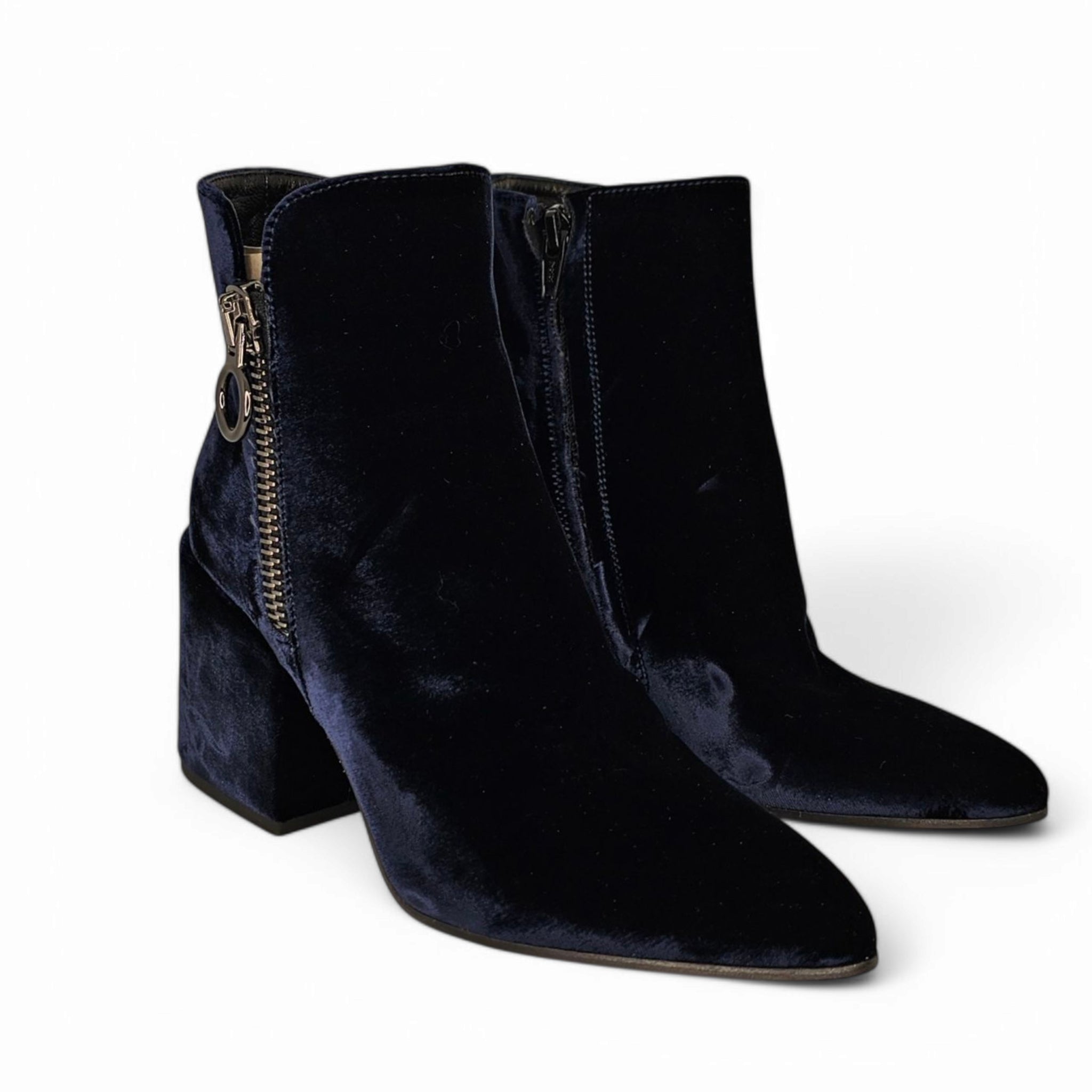 Fru.it Dark Blue Velvet Ankle Boots