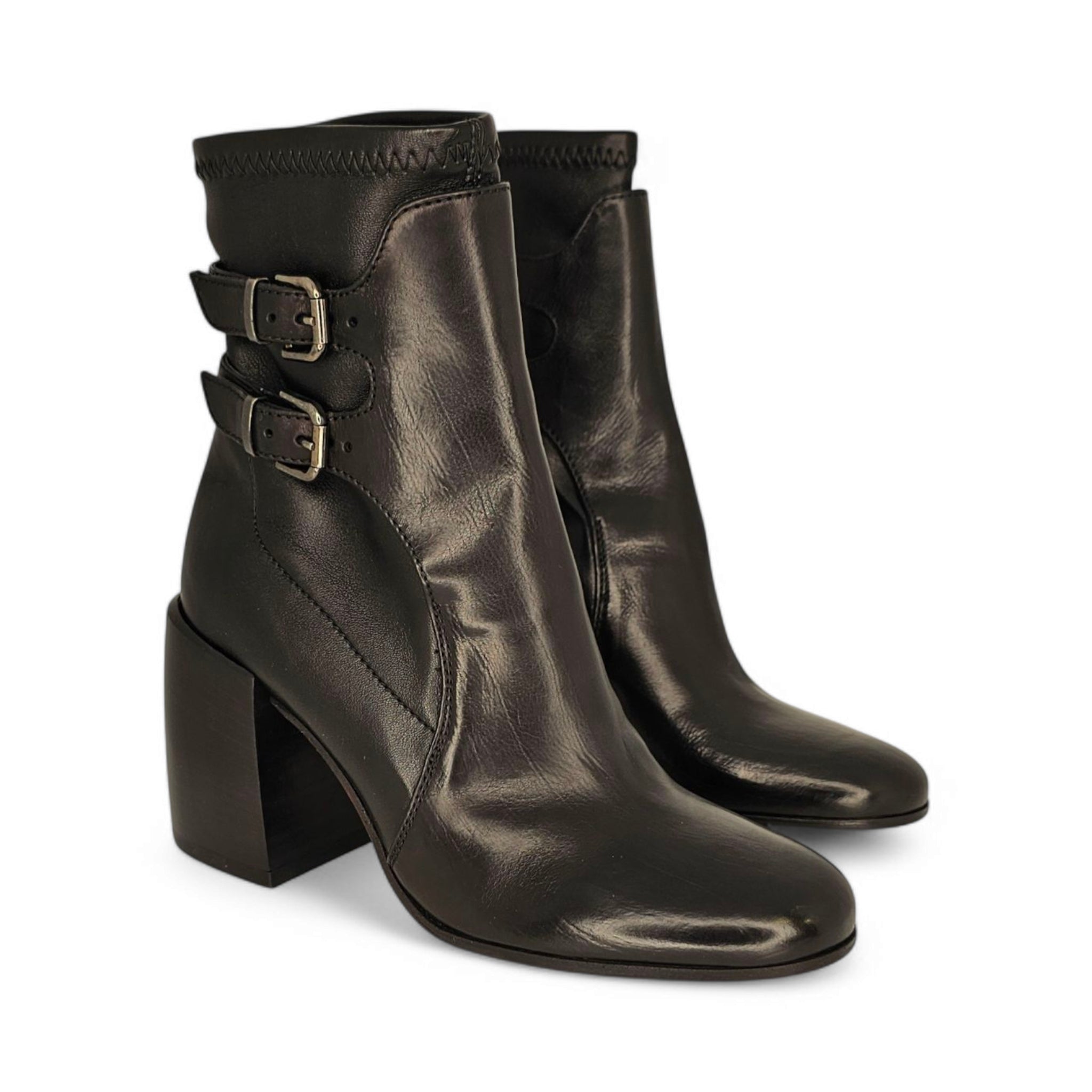 Fru.it Black Soft Leather Ankle Boots