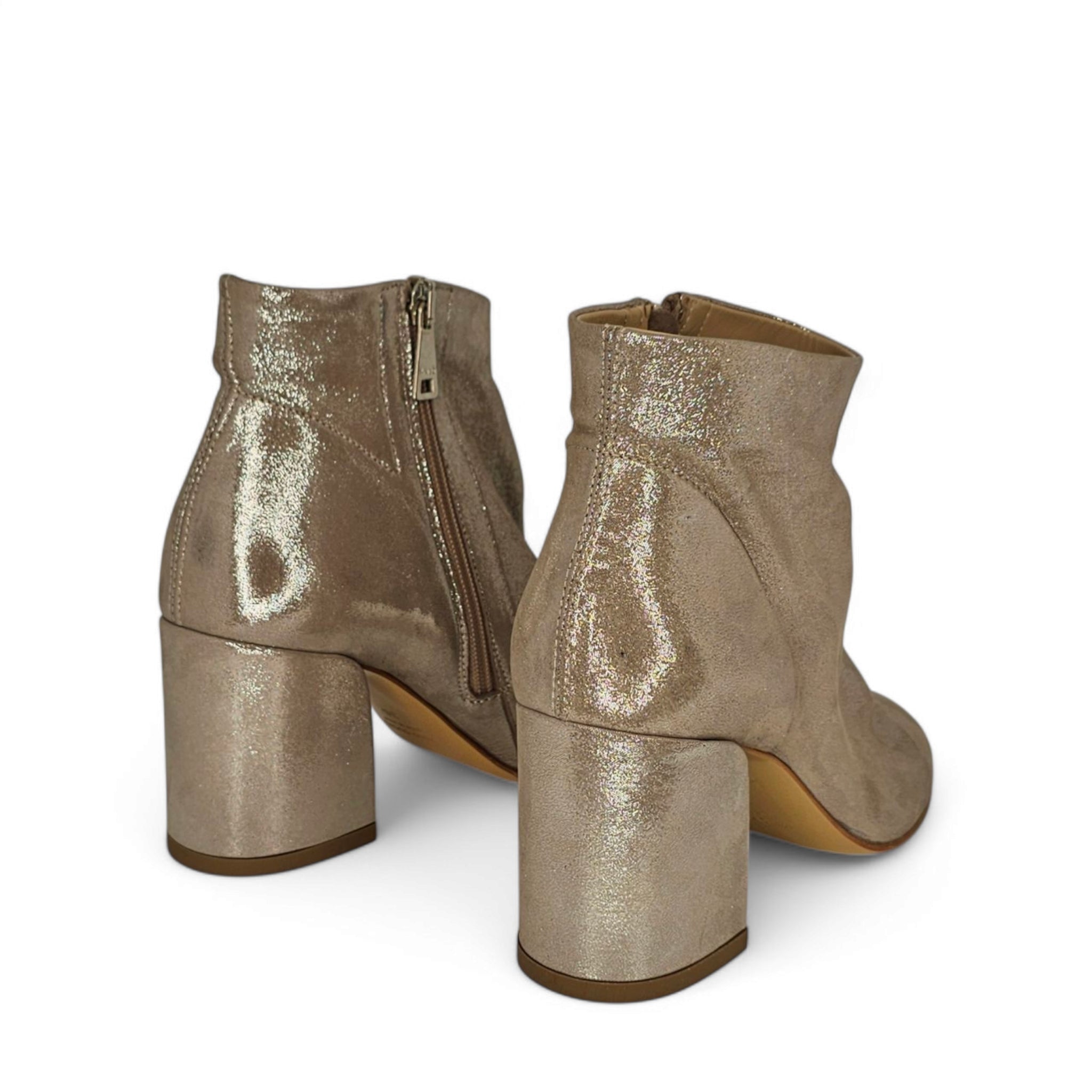 Ma&Lo Silver Shiny Suede Ankle Boots