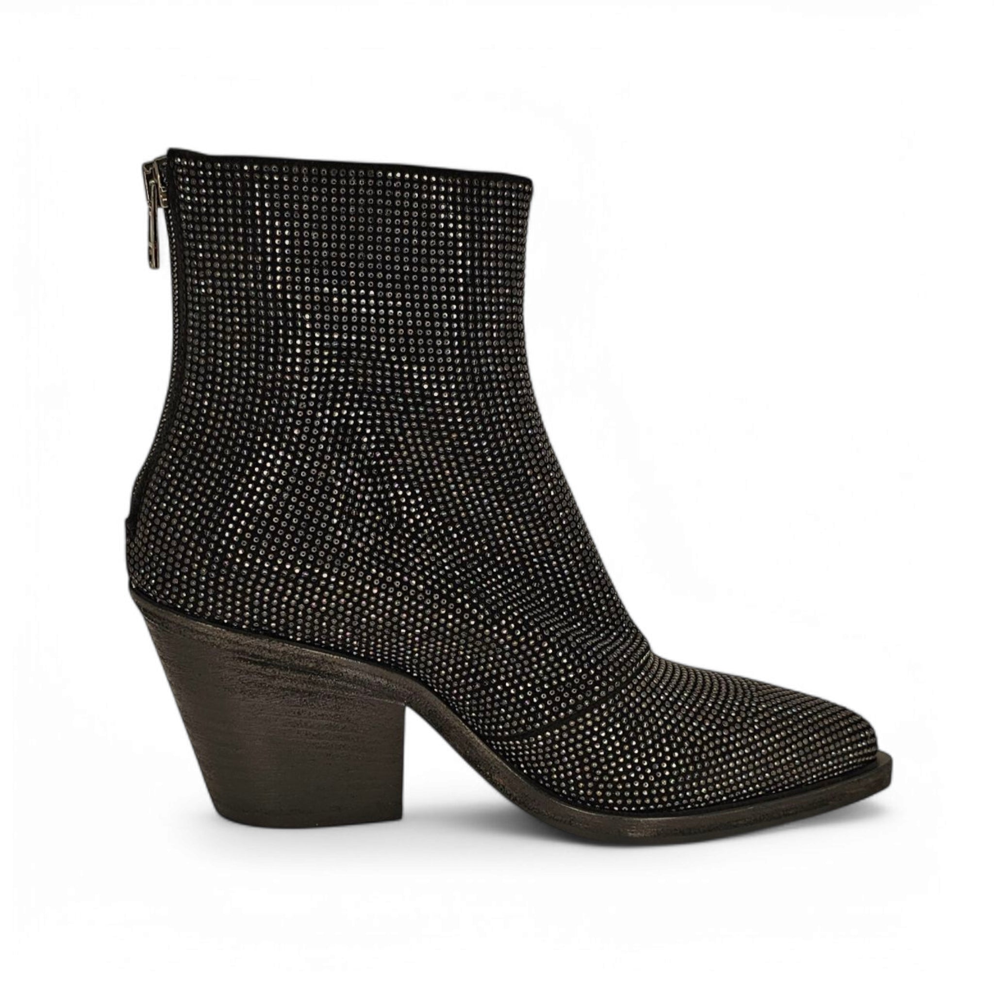 Fru.it Black Leather Ankle Boots with Shiny Studs