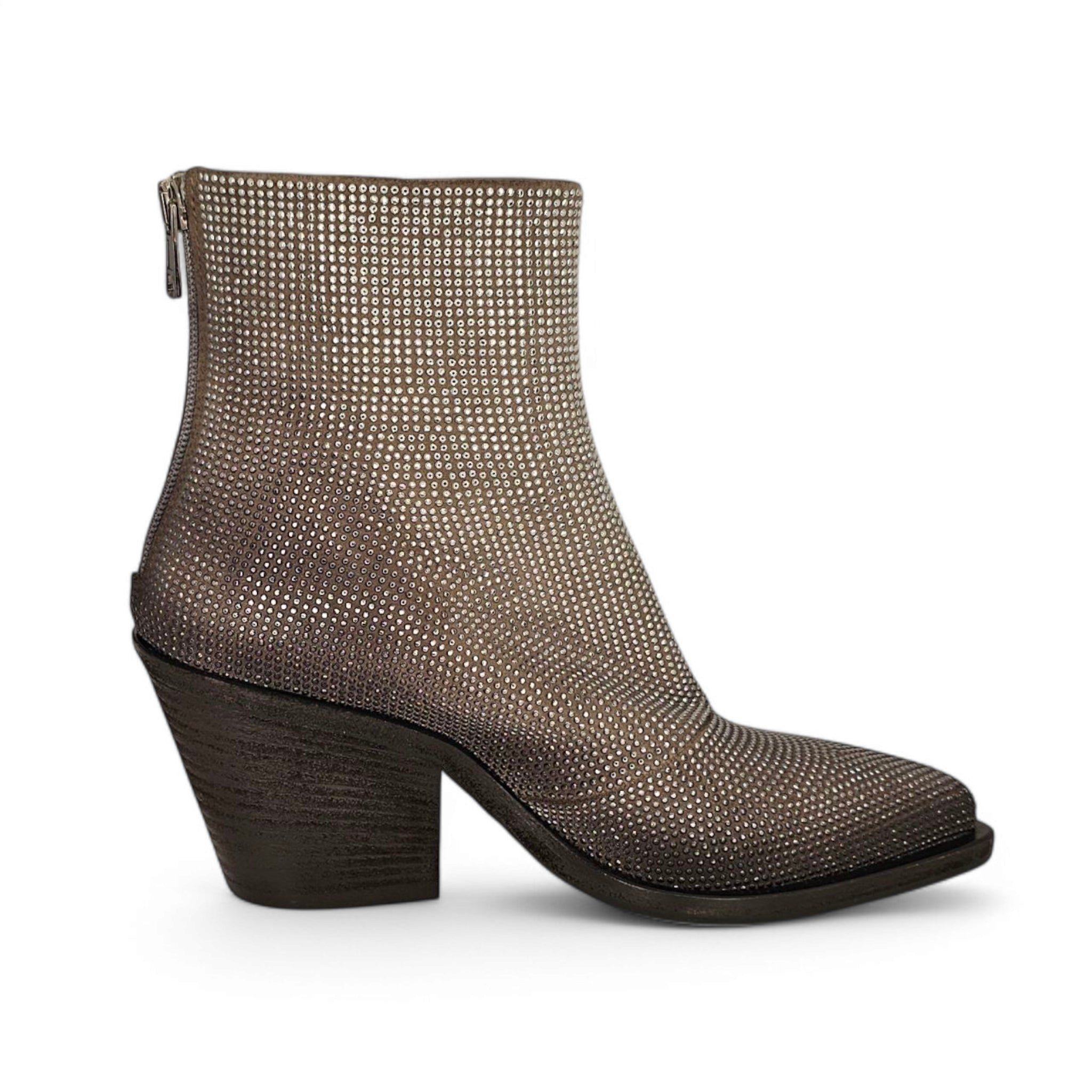 Fru.it Silver Grey Leather Studded Ankle Boots