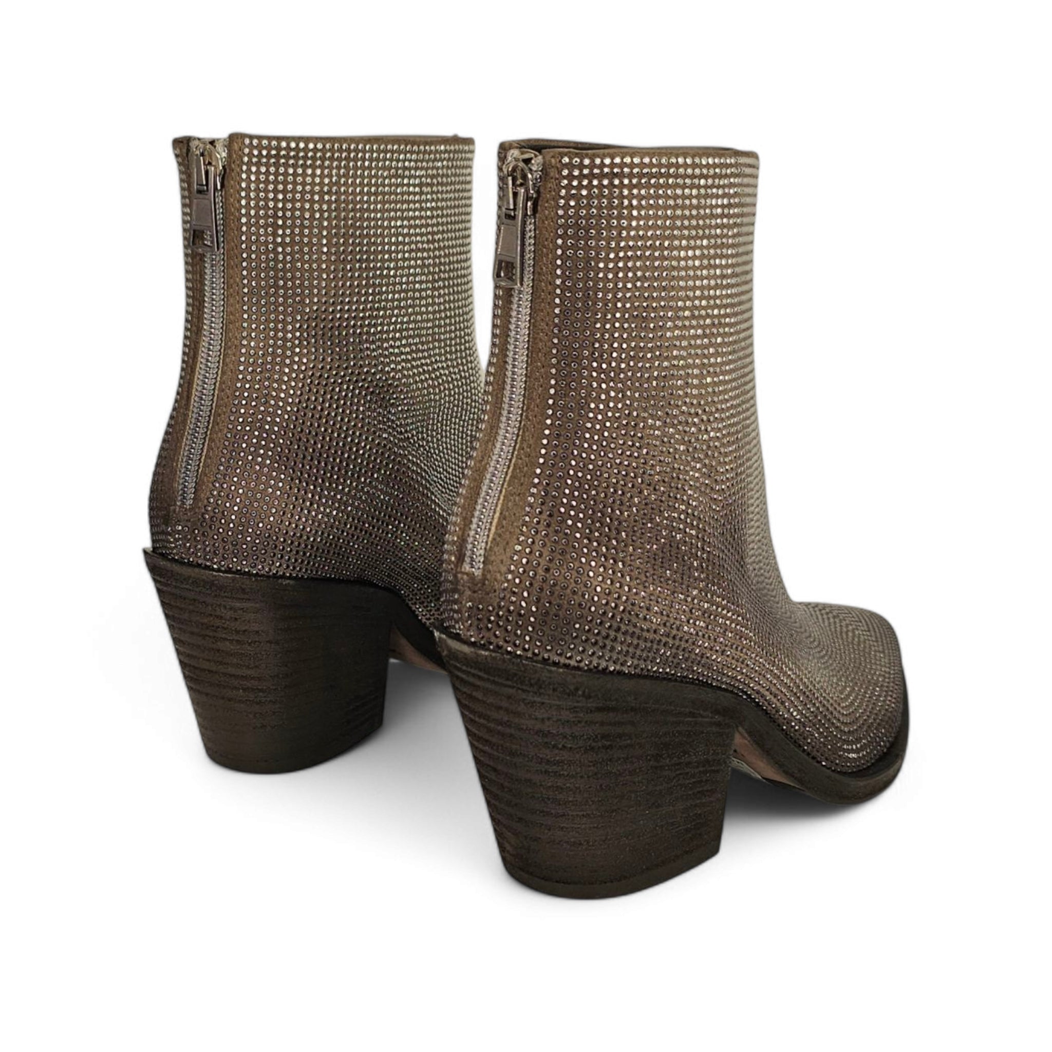 Fru.it Silver Grey Leather Studded Ankle Boots